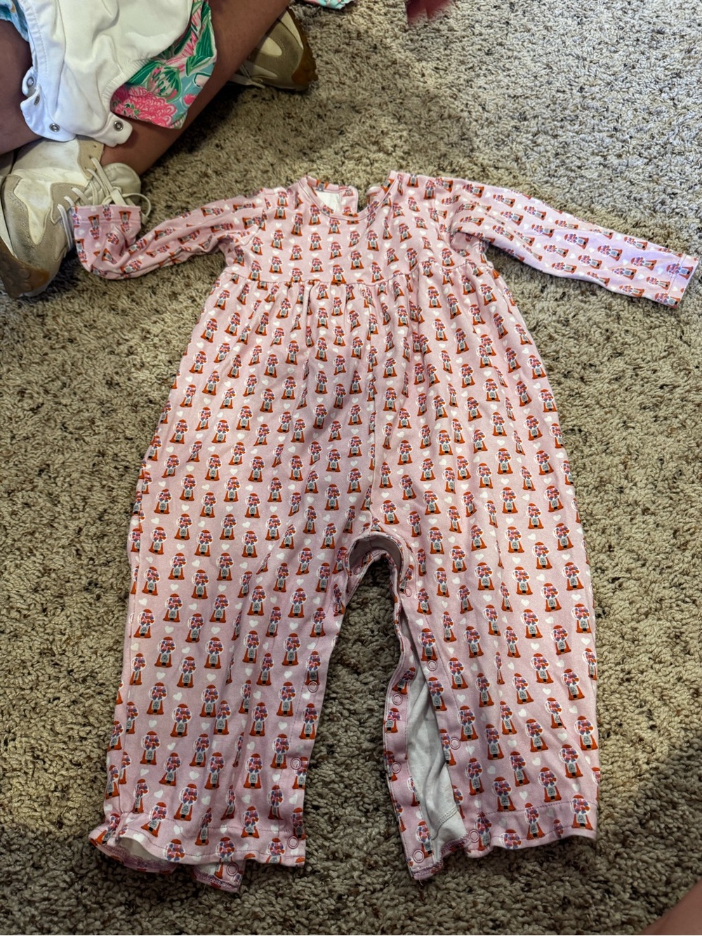 Toddler Pink Nutcracker Print Footed One-Piece